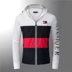 tommy hilfiger veste hiver hooded colorblock tech jacket blanc